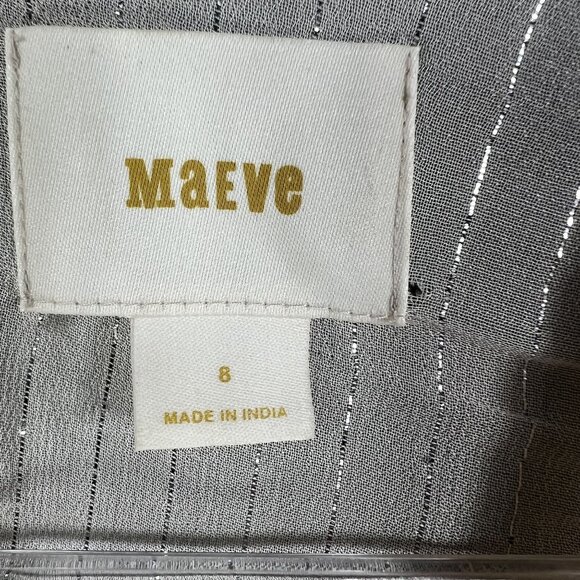 Anthropologie Maeve Wynn Metallic Striped Womens 8 Flowy Tunic Top Boho Peasant - Picture 15 of 16